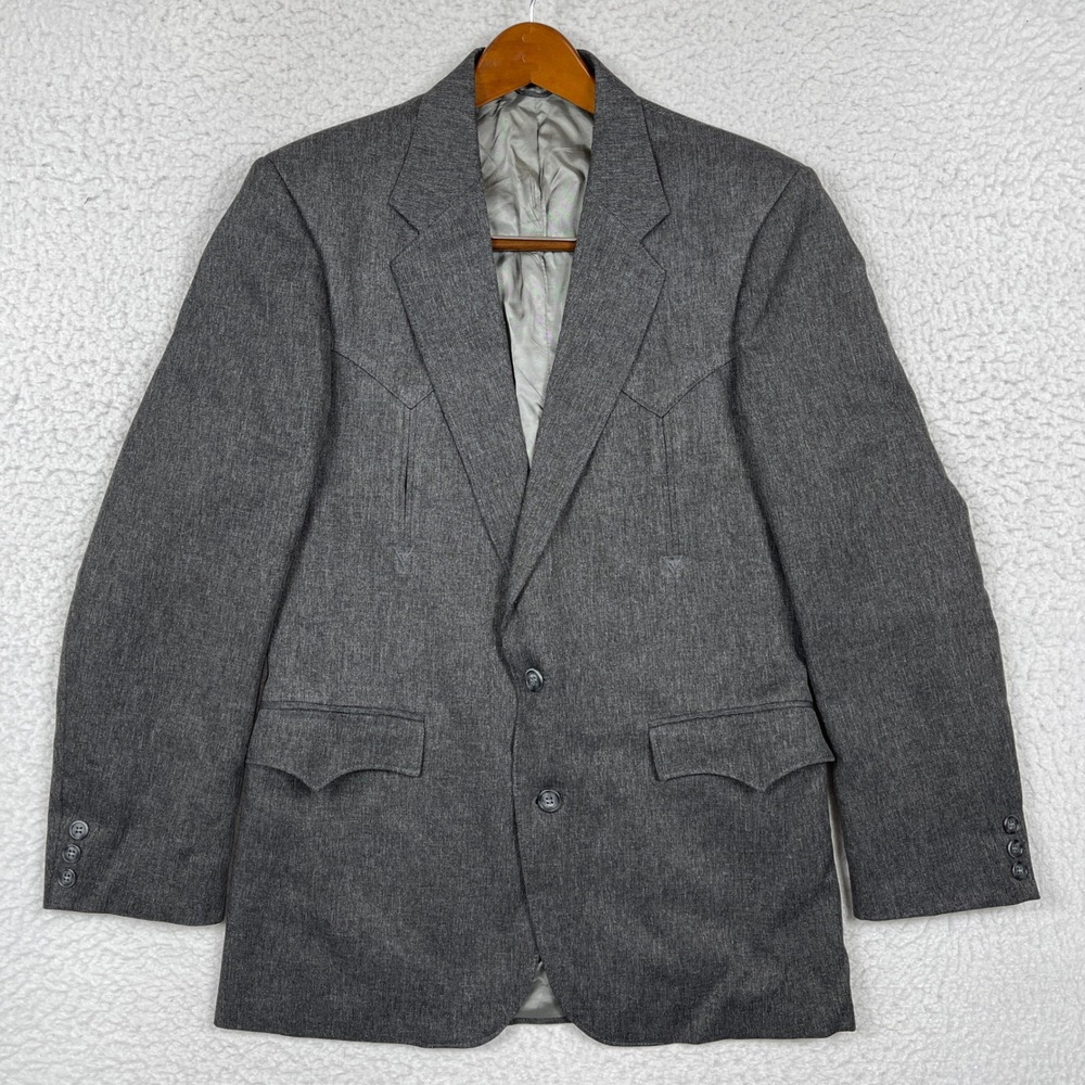 Circle S Blazer Mens 38R Gray Western Yoke Cowboy Vintage Americana Retro